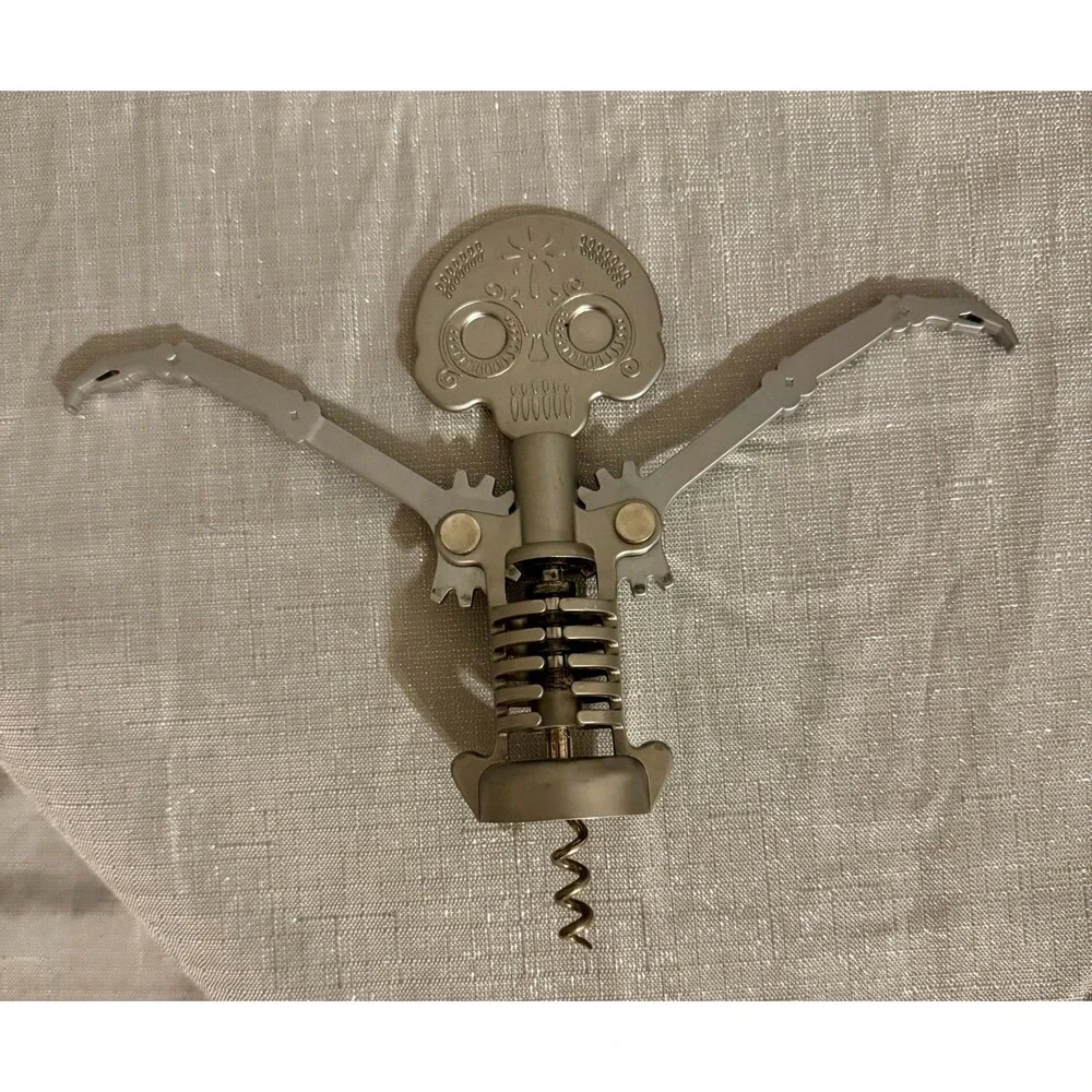 Kikkerland Day Of The Dead Corkscrew Bottle Opener Sugar Skull Skeleton